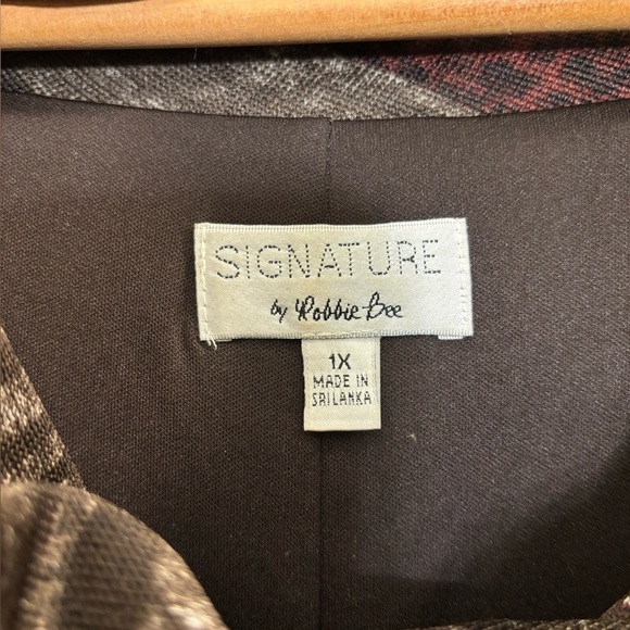 Signature by Robbie Bee lagenlook dark earth tones cowl neck 3/4 sleeve dress - Picture 3 of 3